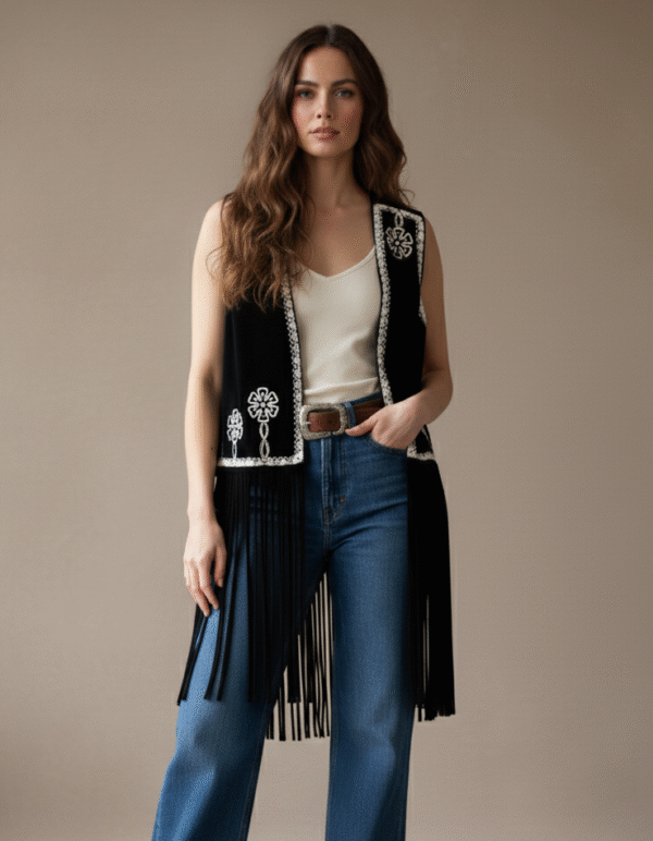 Chaleco de Flecos Bordado