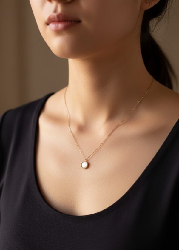 Collar dorado circulo nácar