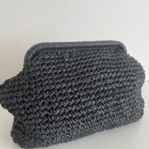 Bolso boca de pez rafia