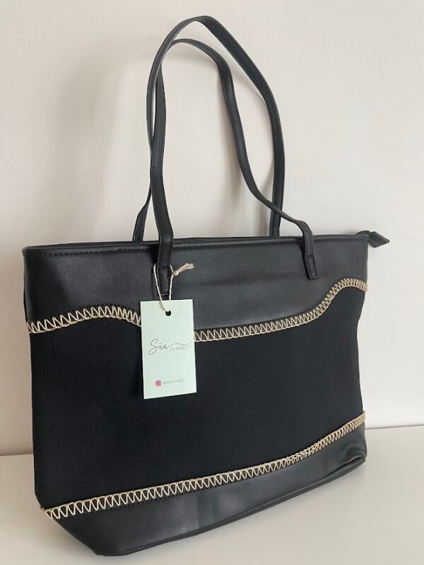 Tote bag negro pespuntes